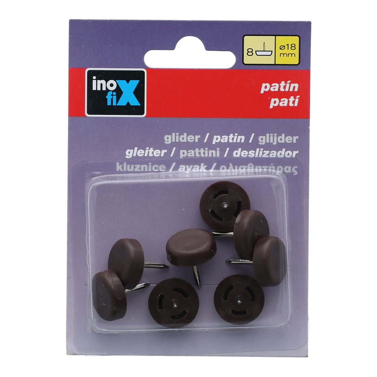 Inofix 8-Piece Gliders Black 18mm